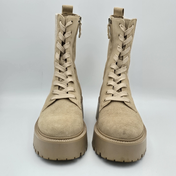 Sam Edelman Evina Platform Lace/Zip-Up Combat Boots, Sesame (tan), Women's 7M - Picture 2 of 16